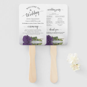 Amethyst Paars Roos Elegant Wedding Programme Handwaaier