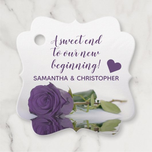 Amethyst Paars Roos Sweet-end Nieuw begin Bedankjes Labels (Voorkant)