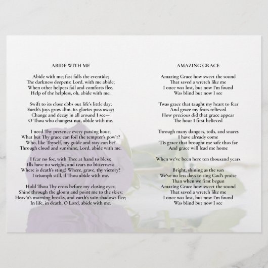 Amethyst Paars Roos Wedding Program Insert - Volle (Voorkant)