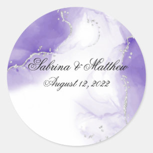 Amethyst Paars Script Silver Ronde Sticker