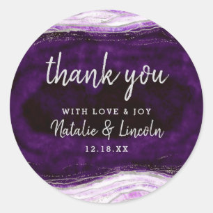 Amethyst Paars & Silver Geode Weddenschap Hartelij Ronde Sticker