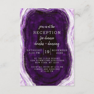 Amethyst Paars & Zilver Geode Trouwreceptie Kaart