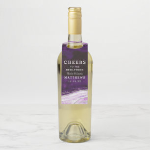 Amethyst Paarse Geode bruiloft Proost & Dank u Flessenhanger