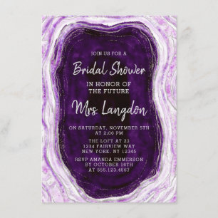 Amethyst Paarse Geode Slice Bruiloft Bridal Shower Kaart