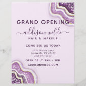 Amethyst Paarse Glitter Agate Geode Zakelijk Flyer (Achterkant)