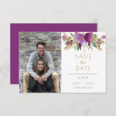 Amethyst Paarse Gouden Glitter Foto Opslaan De Dat Save The Date (Voorkant / Achterkant)