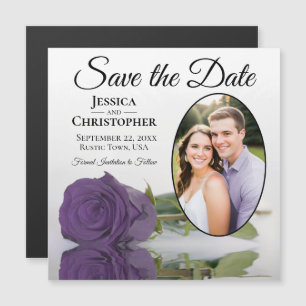Amethyst Paarse Roos Save The Date Foto Magneet