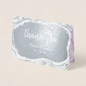 Amethyst Paarse & Silver Dank u bruiloft foto Folie Kaarten (Voorkant)