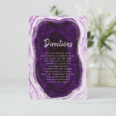 Amethyst Paarse & Silver Geode bruiloft routebesch Informatiekaartje (Staand voorkant)