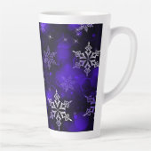 Amethyst Paarse Snowflake Motif Latte Mok (Rechts)