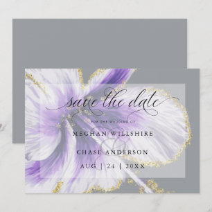 Amethyst Paarse Tropische Bloem Waterverf Save The Date
