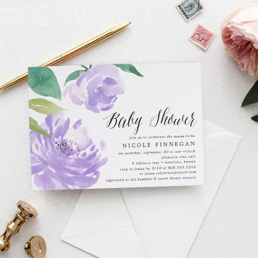 Amethyst Peony | Invitation Baby shower