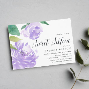 Amethyst Peony   Invitation Sweet sixteen