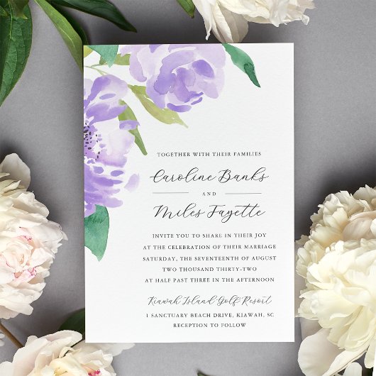Amethyst Peony | Lavendel Floral Wedding Kaart