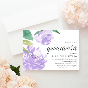 Amethyst Peony   Uitnodiging uit Quinceanera