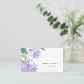 Amethyst Peony | Waterverf Floral Visitekaartje (Staand voorkant)