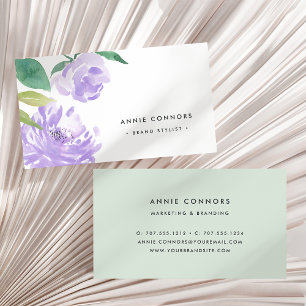 Amethyst Peony Waterverf Floral Visitekaartje