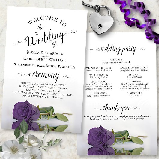 Amethyst Purple Rose Chic Programme de mariage bud