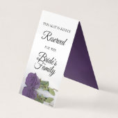 Amethyst Purple Rose Réservé Mariage Carte Place (Back)