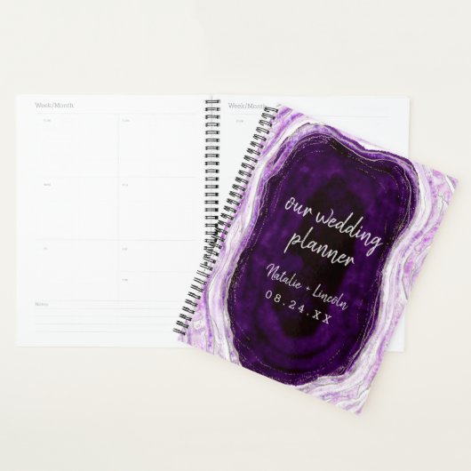 Améthyst Purple & Silver Géode Agate Plans Mariage (Devant avec enveloppe)
