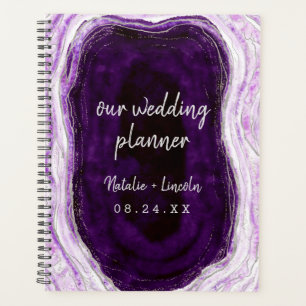 Améthyst Purple & Silver Géode Agate Plans Mariage