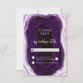 Amethyst Purple & Silver Geode Wedding RSVP Répons (Devant)