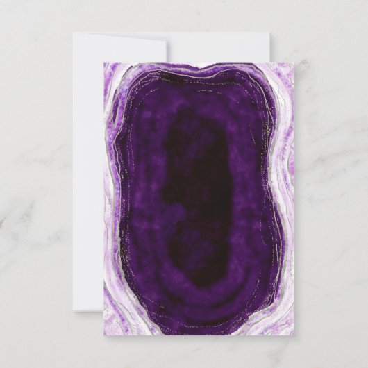 Amethyst Purple & Silver Geode Wedding RSVP Répons (Dos)