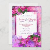 Amethyst Raspberry Floral Wedding Invitation Kaart (Voorkant)