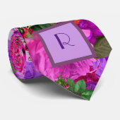 Amethyst Raspberry Floral Wedding Mionogram Stropdas (Opgerold)