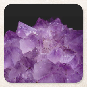 Amethyst Raw Stones Vierkante Kartonnen Onderzetter
