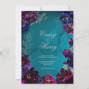 Amethyst Saffier Teal Blauwe Juweeltoon Trouw Kaart
