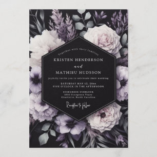Amethyst Somber Bloom Bruiloft Kaart