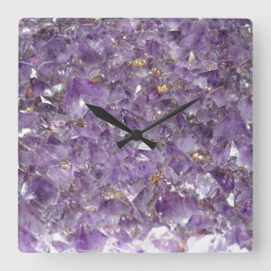Amethyst-stone wandklok vierkante klok