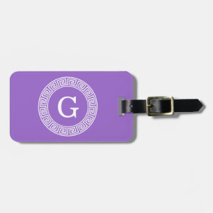 Amethyst Wat Grieks Sleutel RND Lijst Initiaal Mon Bagagelabel
