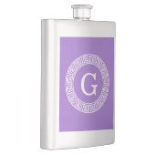 Amethyst Wat Grieks Sleutel RND Lijst Initiaal Mon Heupfles (Rechts)