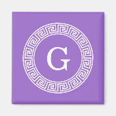 Amethyst Wat Grieks Sleutel RND Lijst Initiaal Mon Magneet (Voorkant)