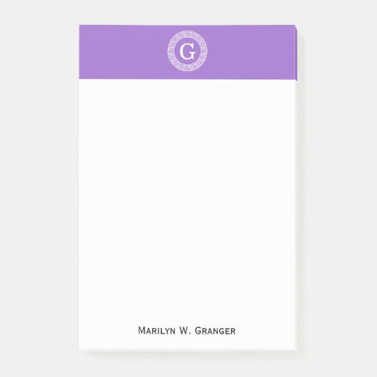 Amethyst Wat Grieks Sleutel RND Lijst Initiaal Mon Post-it® Notes (Voorkant)