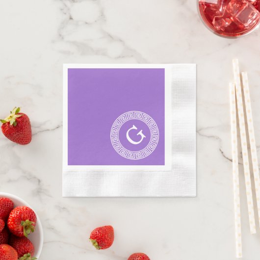 Amethyst Wat Grieks Sleutel RND Lijst Initiaal Mon Servetten (Insitu)