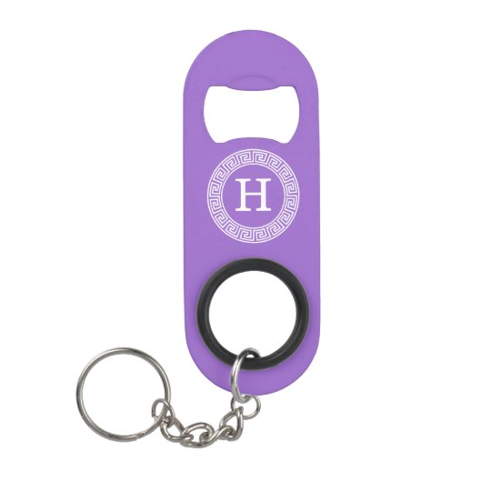 Amethyst Wat Grieks Sleutel RND Lijst Initiaal Mon Sleutelhanger Flessenopener (Voorkant)