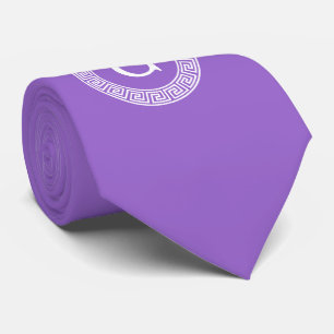 Amethyst Wat Grieks Sleutel RND Lijst Initiaal Mon Stropdas