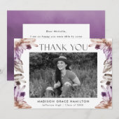 Amethyst Waterverf Kristallen Foto Afstuderen Bedankkaart (Voorkant / Achterkant)