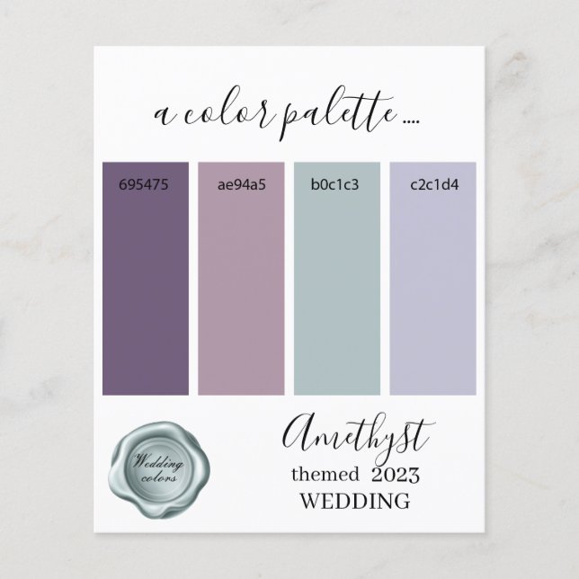 Amethyst Wedding Color Palette Card 2023 (Voorkant)