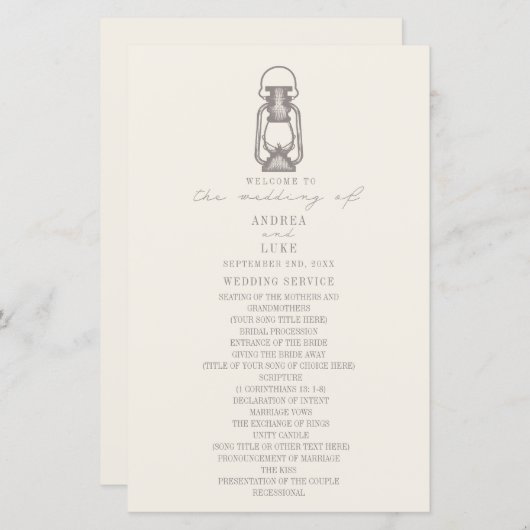  Amethyst Wedding Programme Lantern (Voorkant / Achterkant)