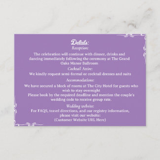 ​Amethyst & White Botanical Enclosure Card Informatiekaartje