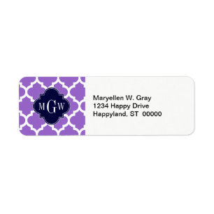 Amethyst White Moroccan #5 Navy 3 Initiaal monogra Etiket