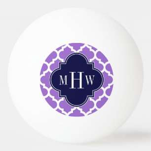 Amethyst White Moroccan #5 Navy 3 Initiaal monogra Pingpongballen