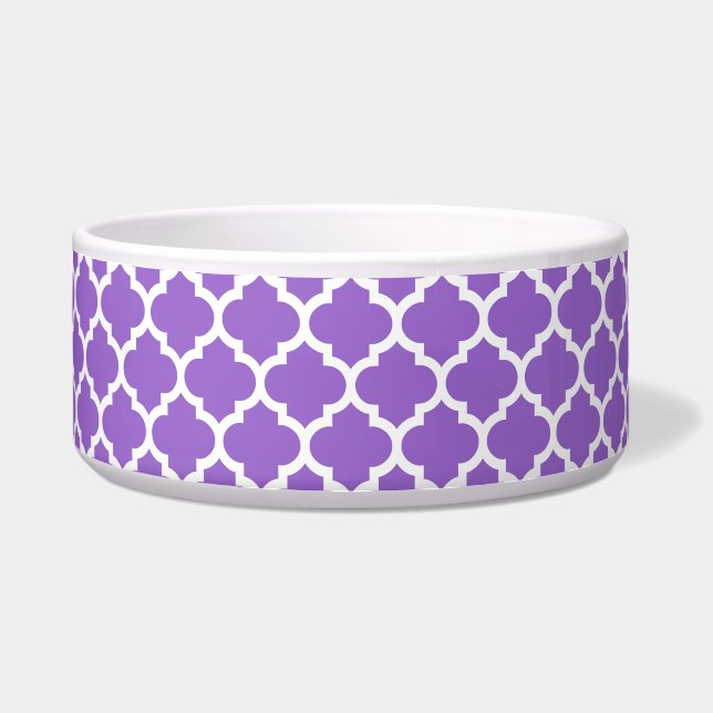 Amethyst White Moroccan Quatrefoil Pattern #5 Voerbakje (Voorkant)