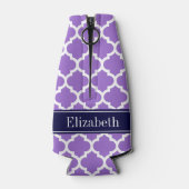 Amethyst WhMarokkaans #5 Navy Blue Name Monogram Flesjeskoeler (Achterkant)