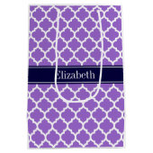 Amethyst WhMarokkaans #5 Navy Blue Name Monogram Medium Cadeauzakje (Achterkant)