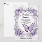 Amethyst Wings Baby shower Invitation Kaart (Voorkant / Achterkant)